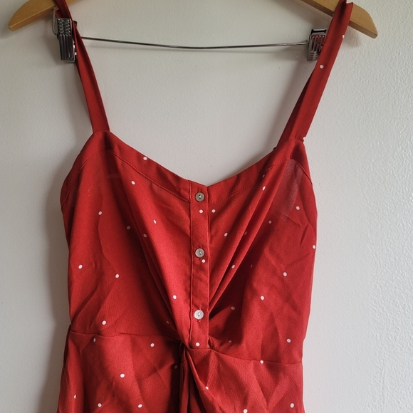 Lovestitch, Amora Knot Front‎ Red Polka Dot Dress, Red & white, Size Small, NWT - Picture 4 of 8